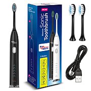 Promedix sonic toothbrush  black color  5 modes  timer  level indicator battery  2 ends  USB cable  P_1