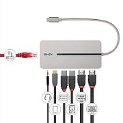 Lindy DST-Mx Duo Mini Docking Station USB Type-C, Dual display (4k), 100W Pass-through charging, rezolutie single display 4k@60, rezolutie dual display 4k@60 + 4k@30, 2x USB Type A, 1x USB-C (PD & Data), 2x HDMI, 1x RJ45, 2x Card reader (microSD & SD), 1x 3.5mm audio jack_1