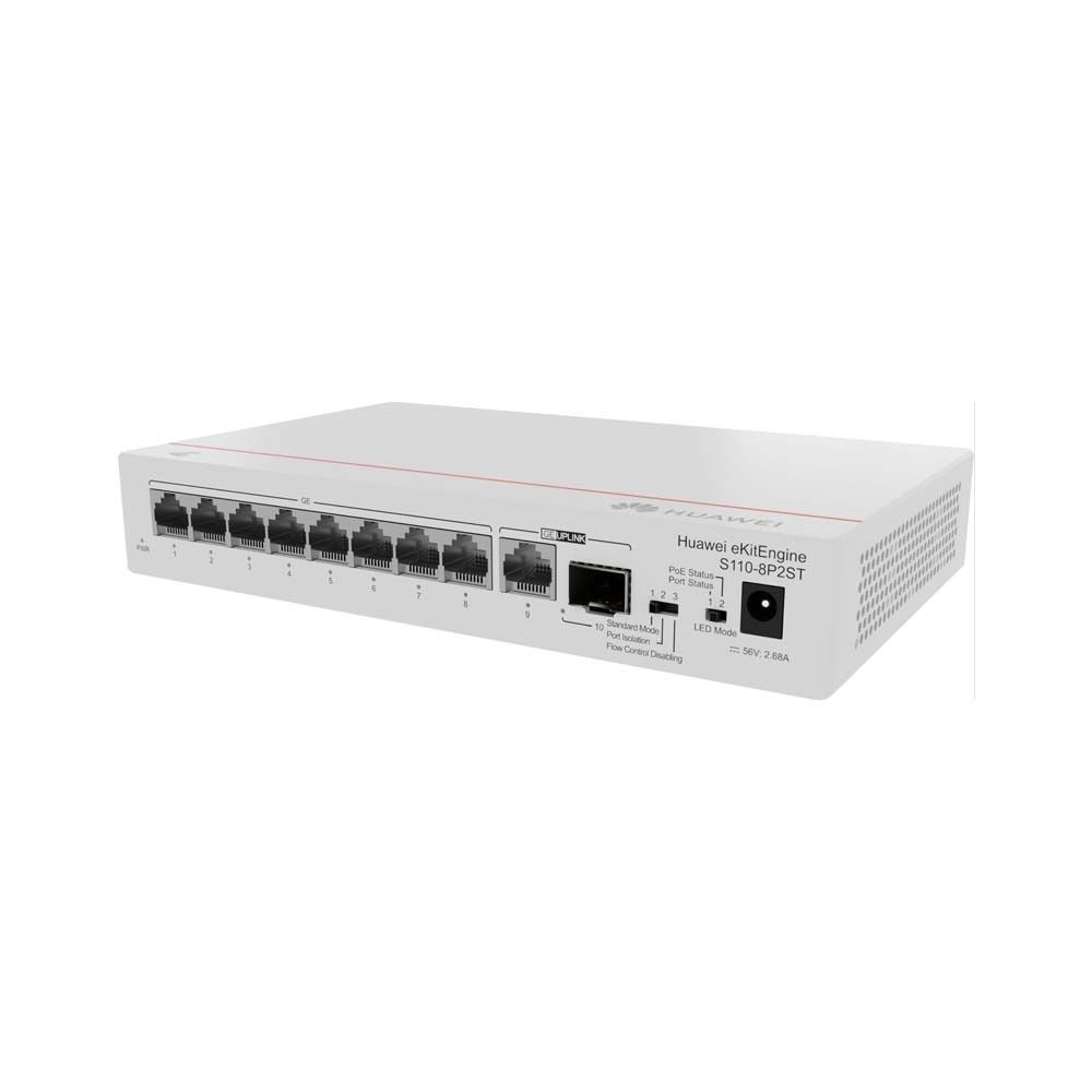Huawei S110-8P2ST | Switch | 8x GE PoE+  1x SFP  1x GE  124W  AC_2