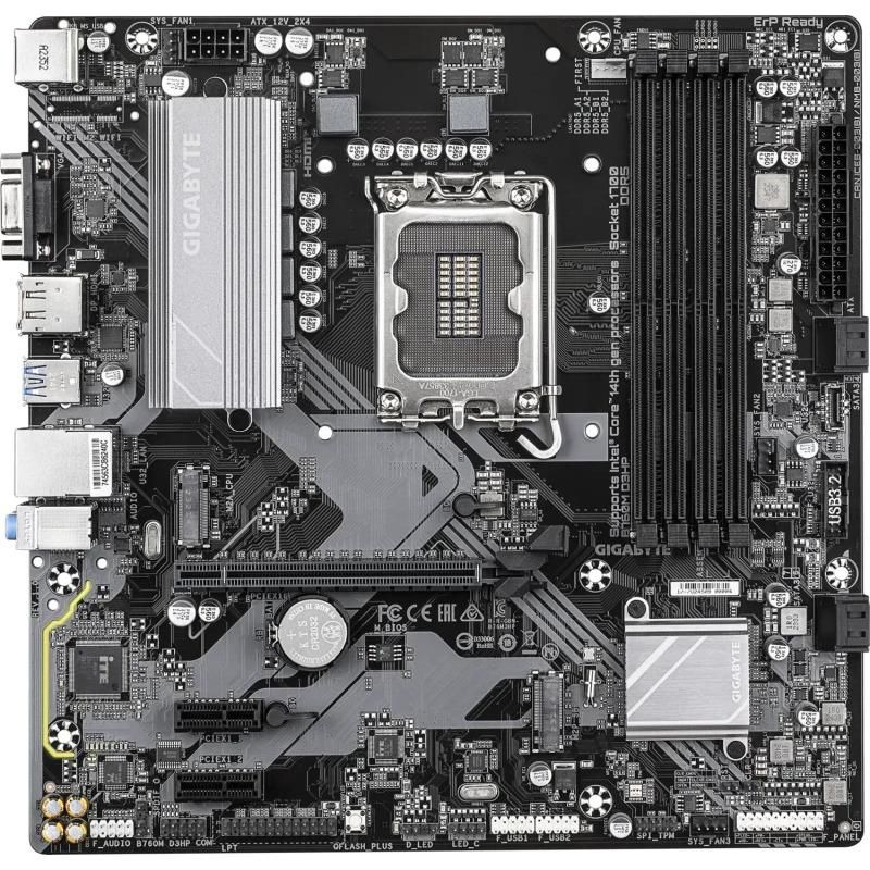 Placa de Baza GIGABYTE B760M D3HP LGA1700, 4x DDR5, 1x D-Sub 1x HDMI 1x DP, 1x PCIE 4.0 x16 2x PCIE 3.0 x1, 2x M.2, 4x SATA 6GB/s, mATX_2