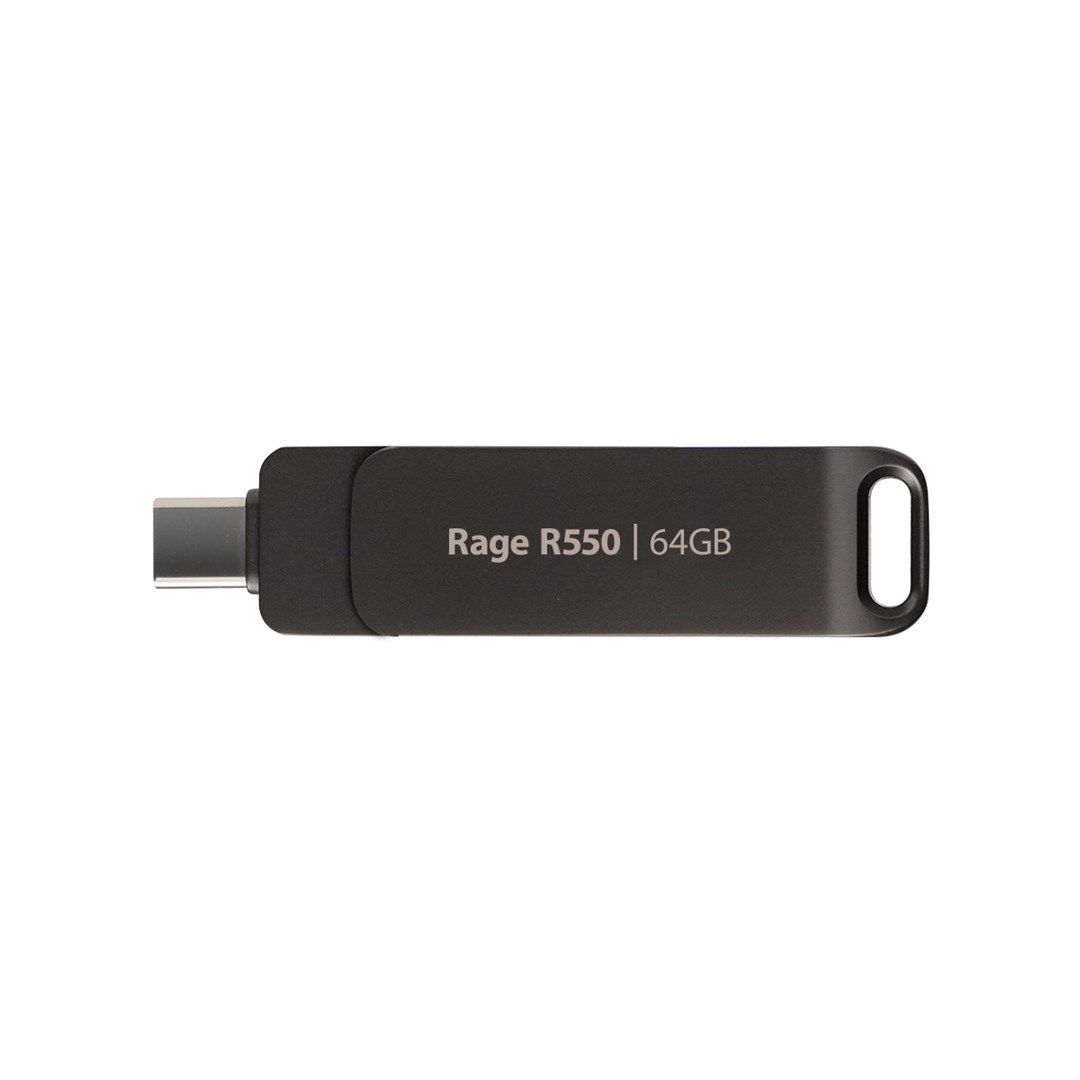 Flashdrive PATRIOT Rage R550 64GB 100 MB/S USB A+C Swivel Design (PE64GR550DSAD) Black_3