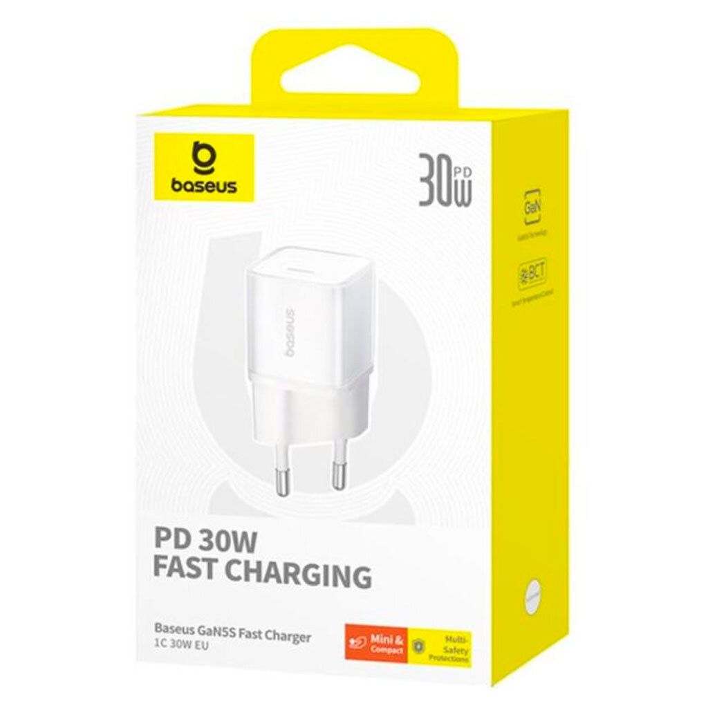 INCARCATOR retea Baseus GaN5S, Quick Charge 30W, 1 x USB Type-C, alb 