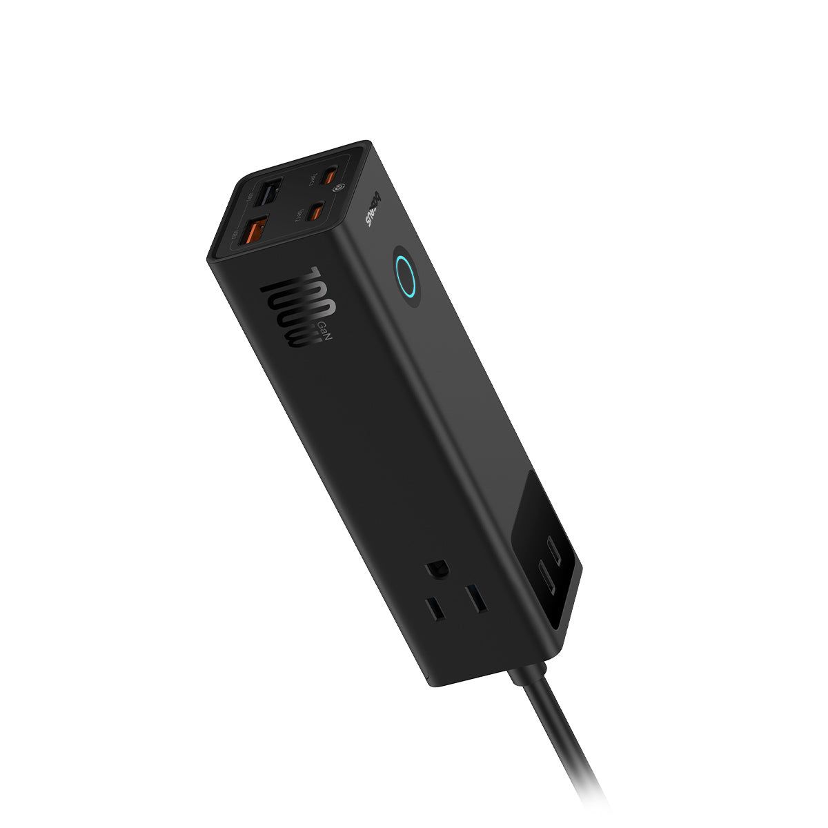 INCARCATOR RETEA Baseus PowerCombo Pro Powerstrip, compatibil USA 110V, Quick Charge 100W, 3 x AC, 2 x USB Type-C Output 5V/3A, 2 x USB, lungime cablu 1.5m, negru 