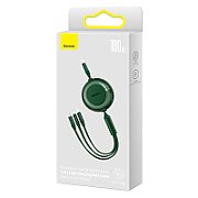 CABLU alimentare si date Baseus Bright Mirror 2 One-for-three Retractable, pt smartphone,USB la Micro-USB+Lightning + USB Type-C 100W, 1.1m, verde 