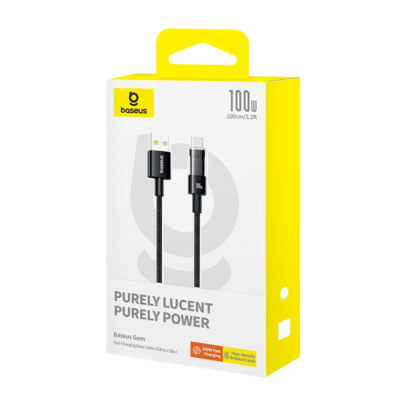 CABLU alimentare si date Baseus Gem, Fast Charging Data Cable pt. smartphone, USB la USB Type-C 100W, 1m, negru 