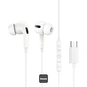 CASTI Baseus Encok CZ18, cu fir, conectare USB Type-C, microfon pe fir, alb 