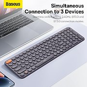 TASTATURA Baseus K01A wireless 2.4 G, Bluetooth 3.0/5.0 conectare 3 dispozitive simultan , necesita 2 baterii AAA, gri, 