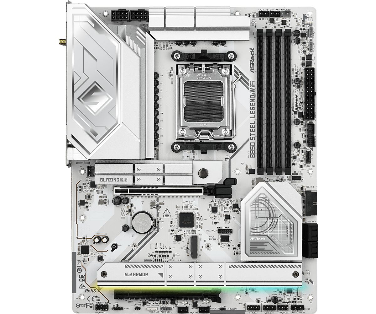 Placa de Baza ASROCK B850 STEEL LEGEND WIFI AM5, 4x DDR5, 1x HDMI, 2x PCIE x16, 5x M.2, 4x SATA 6GB/s, ATX_2