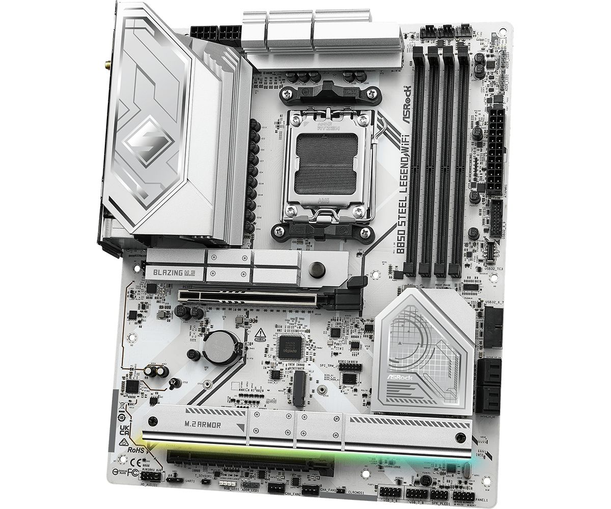 Placa de Baza ASROCK B850 STEEL LEGEND WIFI AM5, 4x DDR5, 1x HDMI, 2x PCIE x16, 5x M.2, 4x SATA 6GB/s, ATX_4