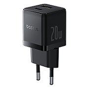 INCARCATOR retea Baseus Palm, Quick Charge 20W, 1 x USB, 1 x USB Type-C 5V/3.0A, include cablu USB Type-C la USB Type-C 1m, negru 