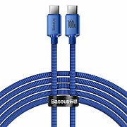 CABLU alimentare si date Baseus Crystal Shine, Fast Charging Data Cable pt. smartphone, USB Type-C la USB Type-C 100W, 2m, albastru 