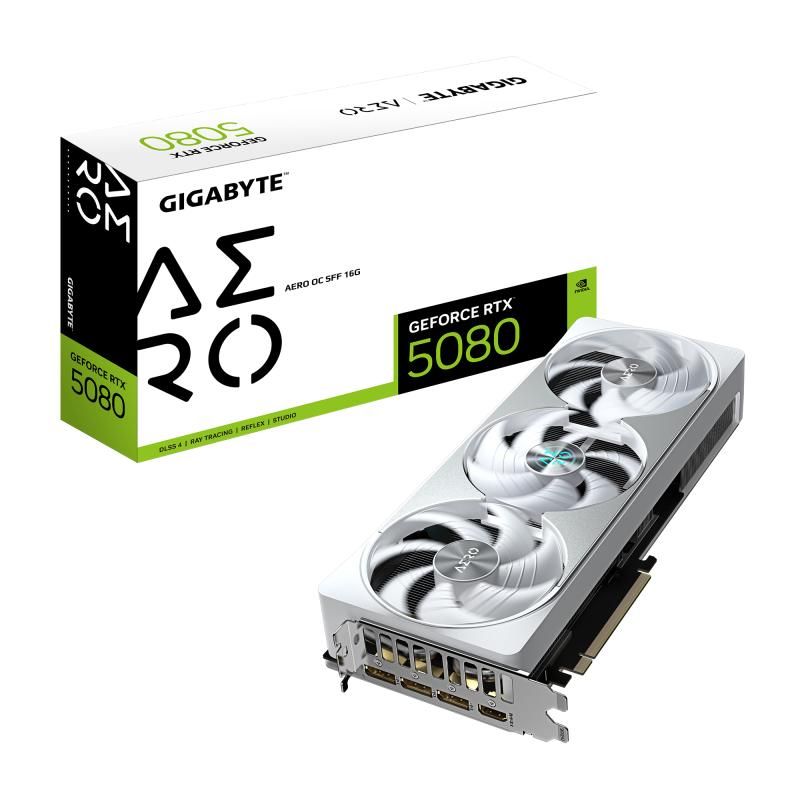 GIGABYTE GeForce RTX 5080 AERO OC SFF 16G Graphics Card - 16GB GDDR7  256bit  PCI-E 5.0  2730MHz Core Clock  3 x DisplayPort  1 x HDMI  GV-N5080AERO OC-16GD_2