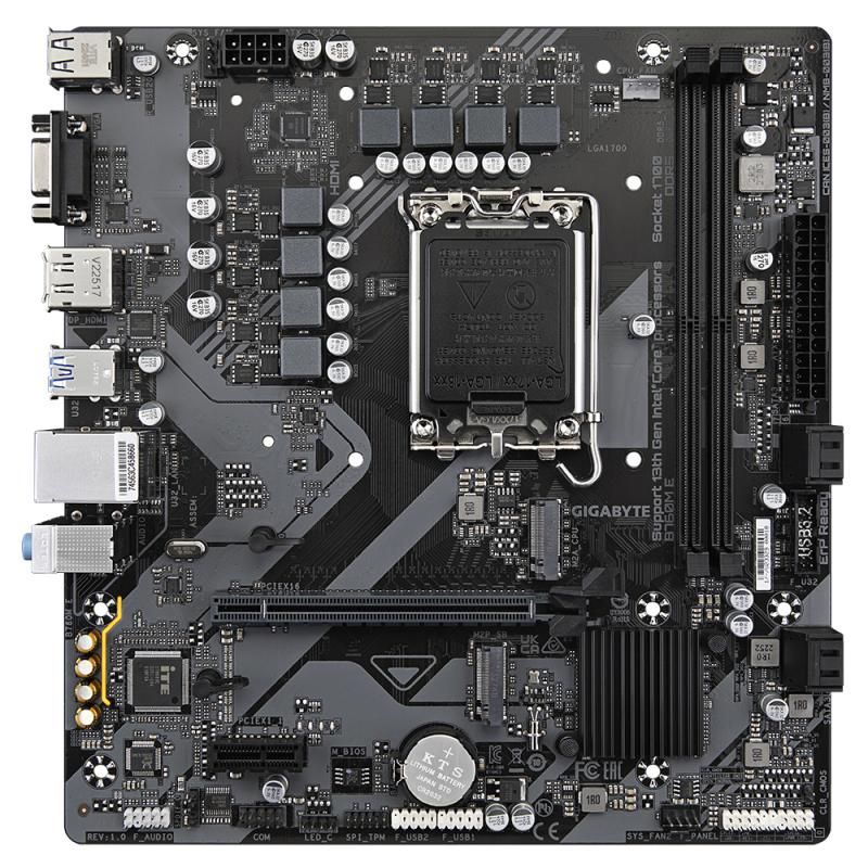 Placa de Baza GIGABYTE B760M E LGA1700, 2x DDR5, 1x D-Sub 1x DP, 1x HDMI, 1x PCIE 4.0 x16 1x PCIE 3.0 x1, 2x M.2, 4x SATA 6GB/s, mATX_3