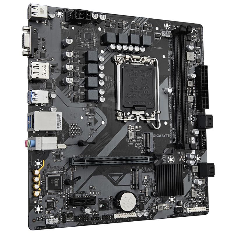 Placa de Baza GIGABYTE B760M E LGA1700, 2x DDR5, 1x D-Sub 1x DP, 1x HDMI, 1x PCIE 4.0 x16 1x PCIE 3.0 x1, 2x M.2, 4x SATA 6GB/s, mATX_4