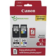 Canon pachet cartuse cearneala PG-540L/CL-541XL Photo value pack, capacitate negru: 300 pagini/11ml, Color: 400 pagini / 15ml, Compatibil cu: PIXMA GM2050, PIXMA MG2140, PIXMA MG2150, PIXMA MG2155, PIXMA MG2250, PIXMA MG3140, PIXMA MG3150, PIXMA MG3250, PIXMA MG3550, PIXMA MG3650, PIXMA MG3650S_1