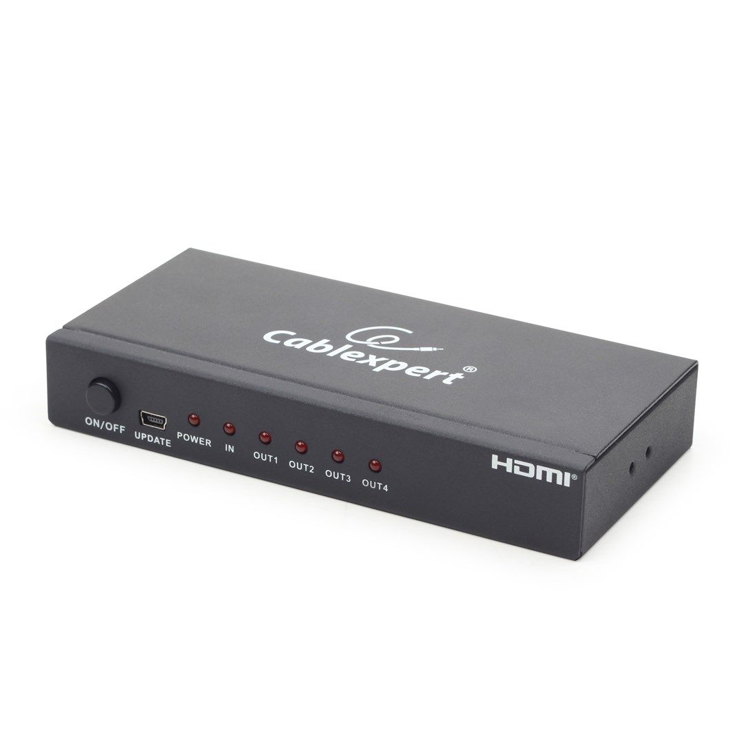 SPLITTER video GEMBIRD, split HDMI la 4 monitoare, conector 1: HDMI (M); conector 2: HDMI (M) x 4, 